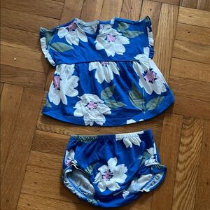 Blue Floral Kids Top and Bottom Set